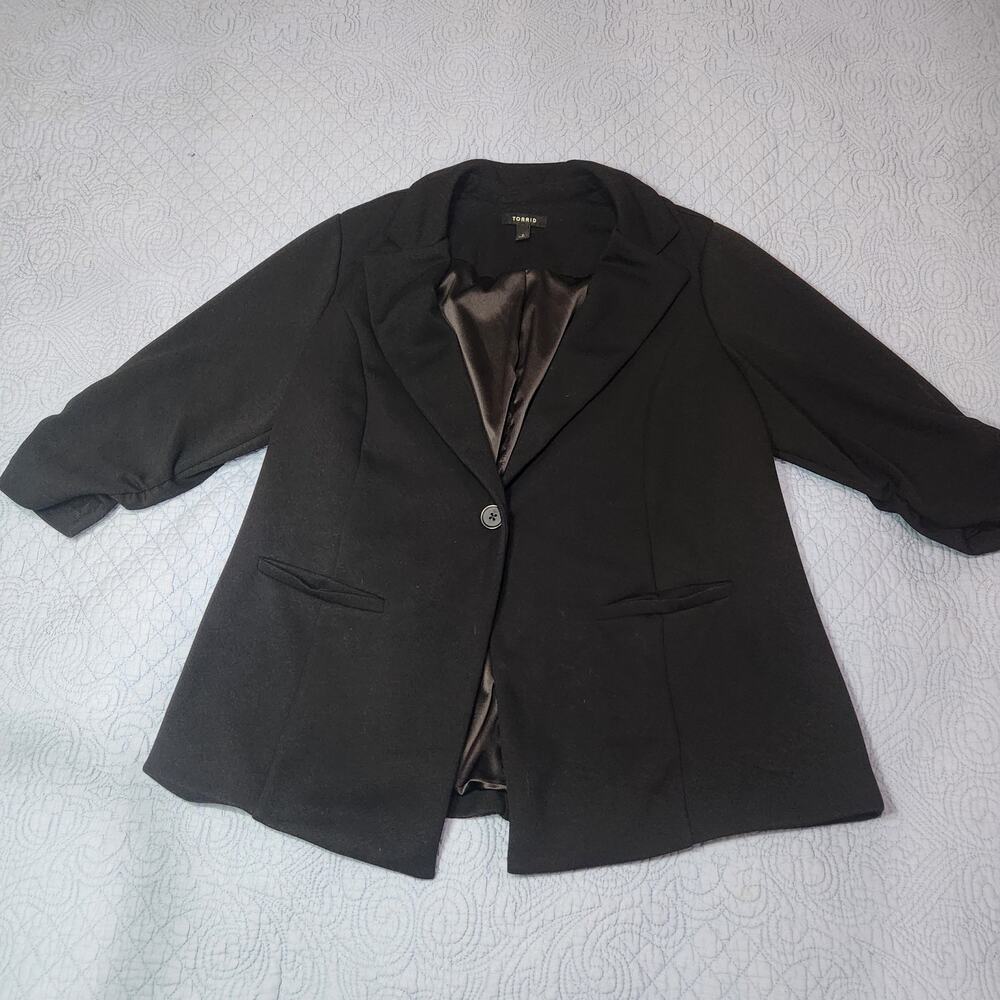 Torrid Plus Size 2X Black Ponte Knit Blazer Suit Jacket Workwear Stretch